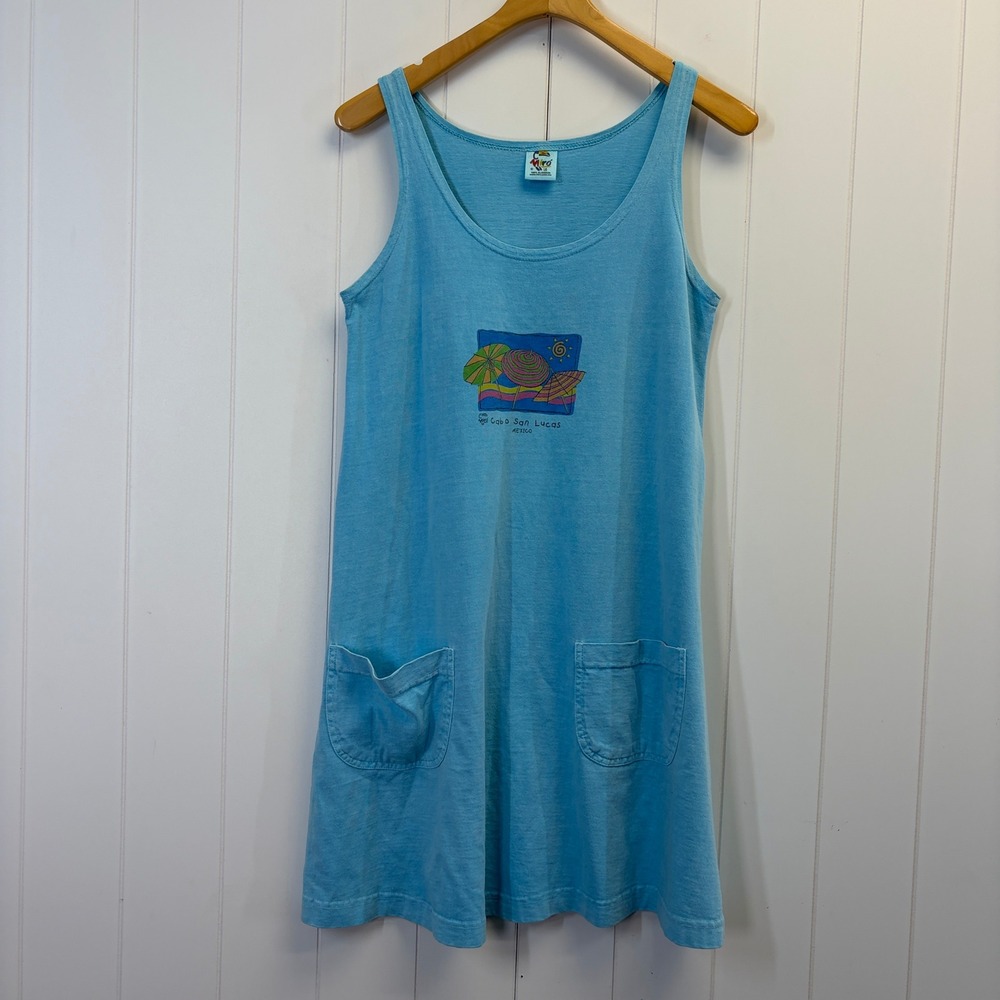 Vintage Miro Cabo San Lucas Resortwear T-Shirt Dress Women Size L Beach Vacation